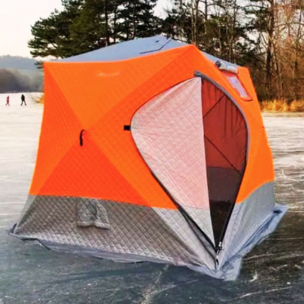 Трехслойная зимняя палатка куб для зимней рыбалки 4-местная 