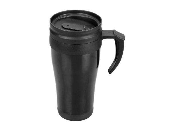 Подарочный набор «Tasty hygge» с пледом, термокружкой и миндалем в шоколадной глазури, Цвет черный