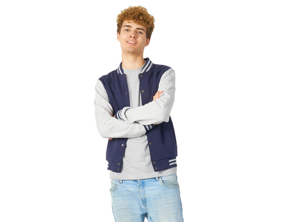 Бомбер «Oxford», унисекс, Размер XL, Цвет темно-синий/серый меланж