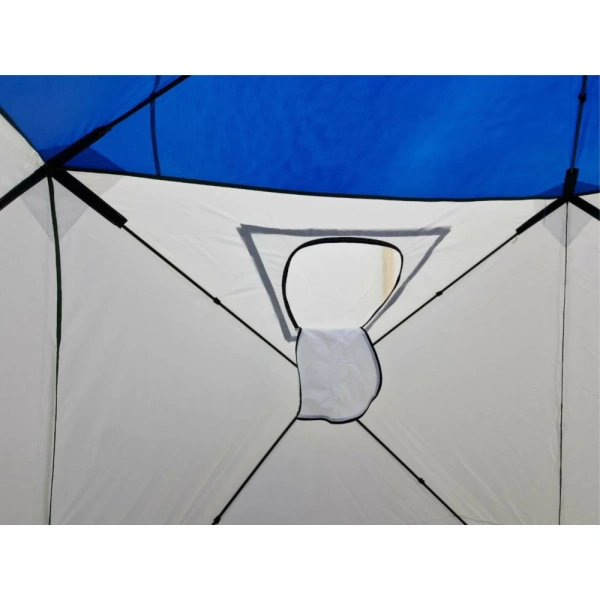 Однослойная палатка-куб для зимней рыбалки, белый / синий / Быстрая сборка