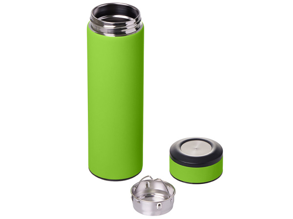 Вакуумный термос «Vacuum Flask C1», soft touch, 420мл, Цвет зеленое яблоко/черный/серебристый