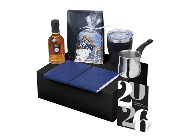 Подарочный набор «Re:Routine» с туркой, термокружкой и кофе, Цвет синий