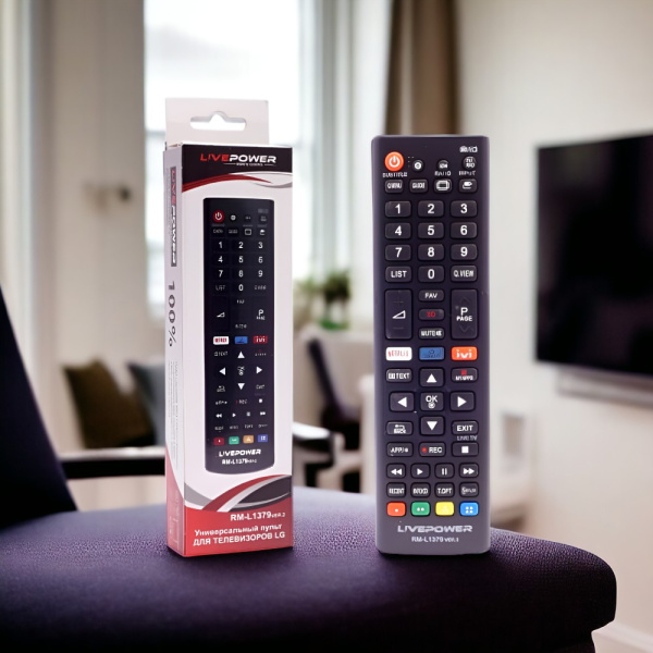 Пульт д/у универсальный RM-L1379 ver.2 для телевизоров LG, IR интерфейс, радиус до 10 м, черный