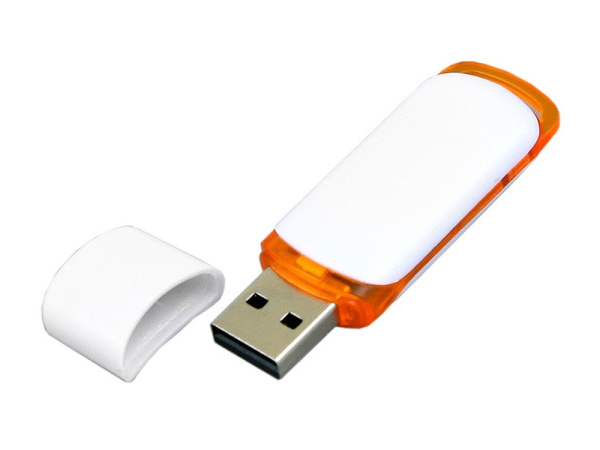 USB 3.0- флешка на 128 Гб с цветными вставками, Размер 128ГБ, Цвет белый/оранжевый