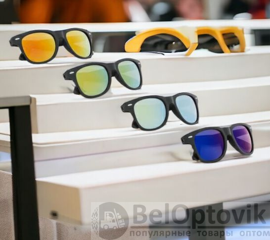 Очки солнцезащитные CIRO / Солнечные очки с зеркальными линзами с защитой UV400 в матовой чёрной оправе 