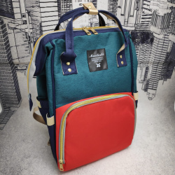 Сумка - рюкзак для мамы Baby Mo с USB /  Цветотерапия, качество, стиль цвет MIX 3.0 с карабином и кр