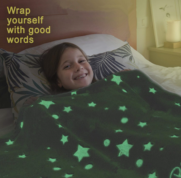 Волшебный плед-покрывало светящийся в темноте "КОСМОС" Magic Blanket (Звезда, Луна) Серый