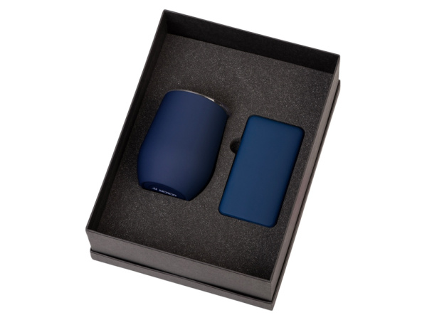 Подарочный набор «COLOR IT» с термокружкой и повербанком, Размер 5000 mAh, Цвет темно-синий