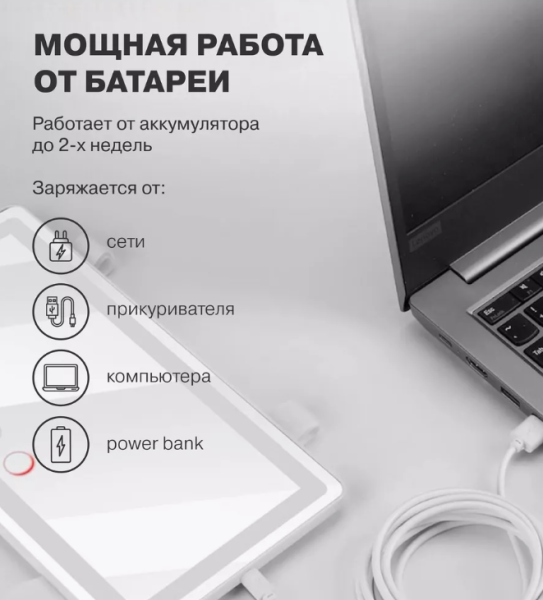 Зеркало в машину в козырек с подсветкой