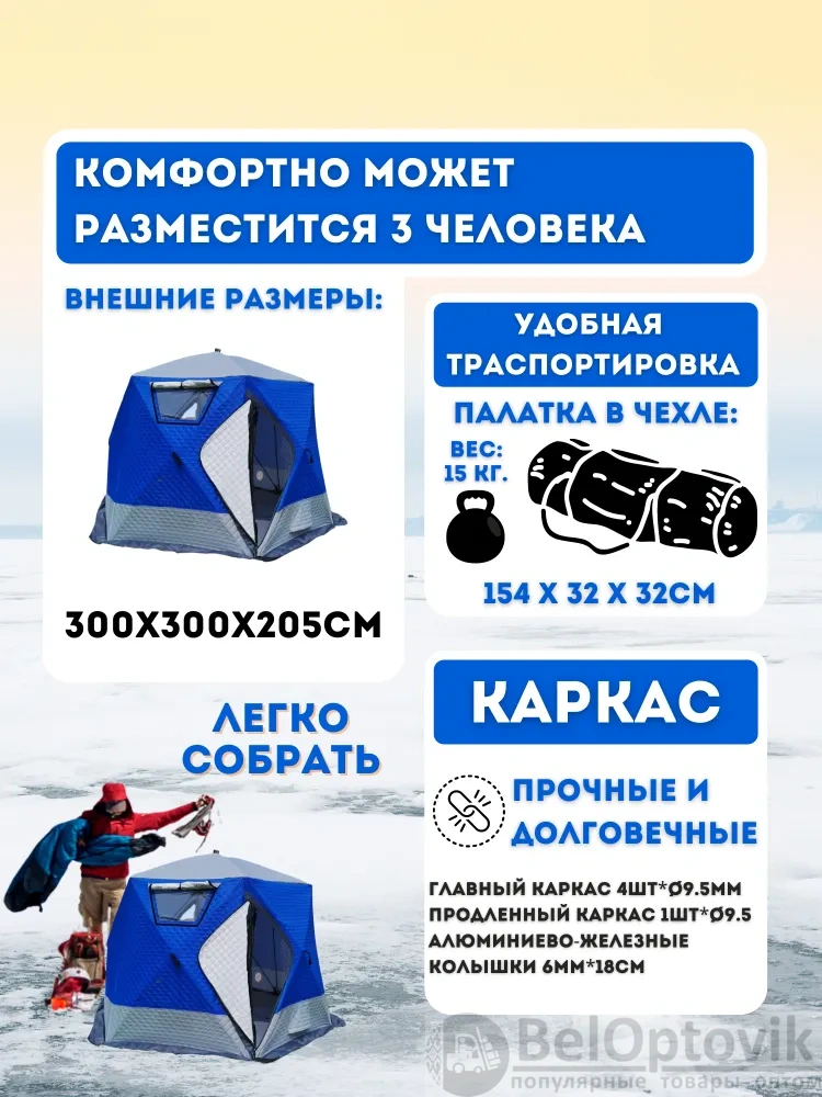 Утеплённая четырёхслойная палатка-куб