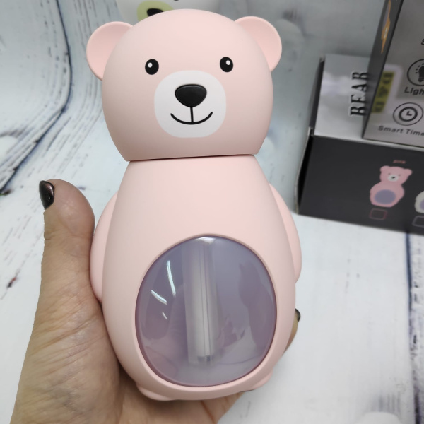 Увлажнитель - аромадиффузор воздуха "Медвежонок" Bear Humidifier с подсветкой, 150 ml,220V Розовый