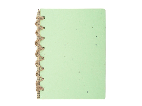 Блокнот А6 с бумажным карандашом и семенами цветов микс, Размер A6, Цвет зеленое яблоко