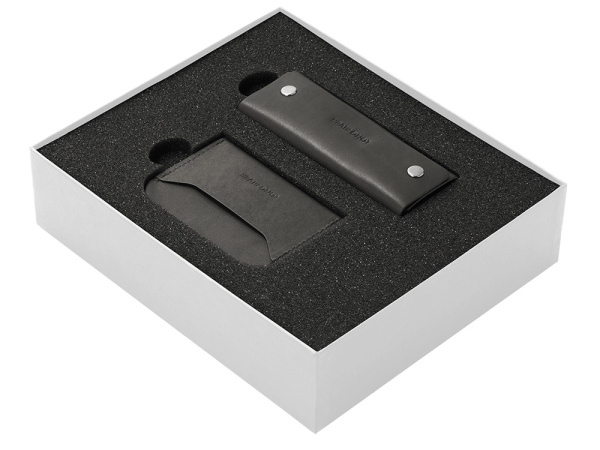 Подарочный набор Long River: картхолдер, ключница, Размер С лого, Цвет черный/белый