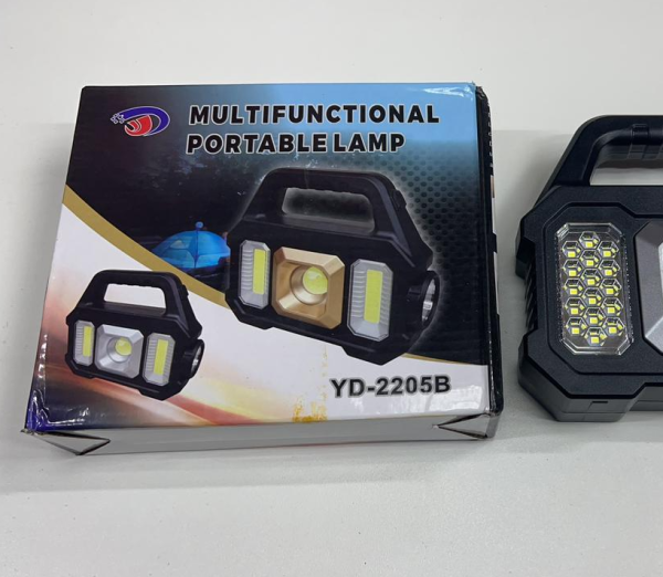 Многофункциональный портативный фонарь YD-2205А (33 свтодиода, зарядка USB+солнечная панель, 6 режимов работы, powerbank)