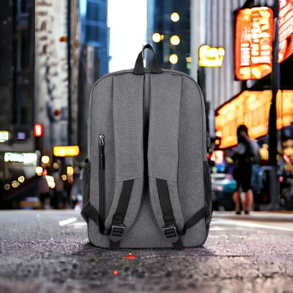 Рюкзак для ноутбука 15.6" Sallerus MBP-1053, серый / USB-провод, уплотненное дно, утолщенная стенка