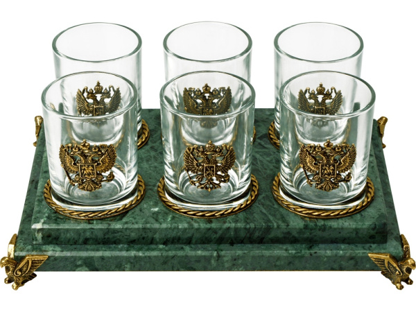 Набор для водки «Событие», Цвет зеленый/прозрачный/бронзовый