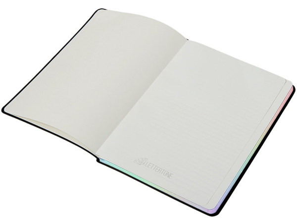 Блокнот А5 в гибкой обложке «Fellini» с голографическим срезом, Цвет черный