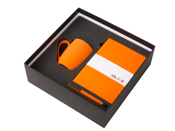 Подарочный набор «COLOR IT» c блокнотом, ручкой и кружкой, Размер магнитная обложка, Цвет оранжевый