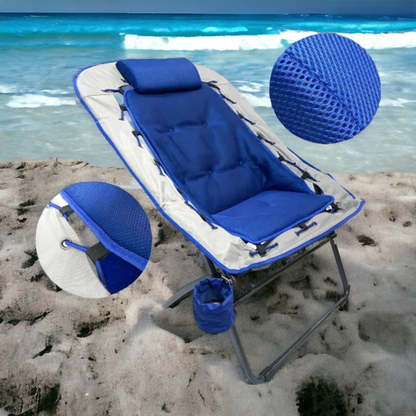 Раскладное туристическое кресло, синий / Портативное кемпинговое кресло