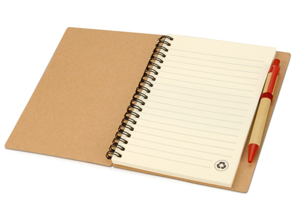 Блокнот «Priestly» с ручкой, Цвет натуральный/красный