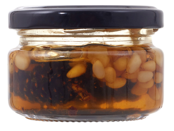 Мед с сосновыми шишками и кедровыми орехами, Размер 120 г