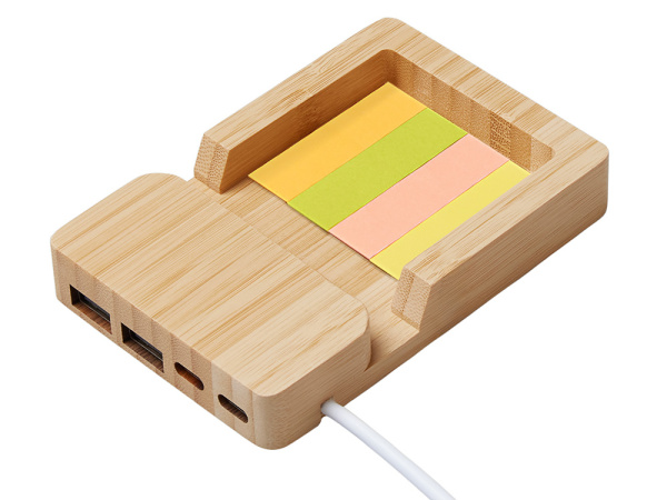 USB-хаб «Memo», 2*USB, 2*Type C, Цвет натуральный