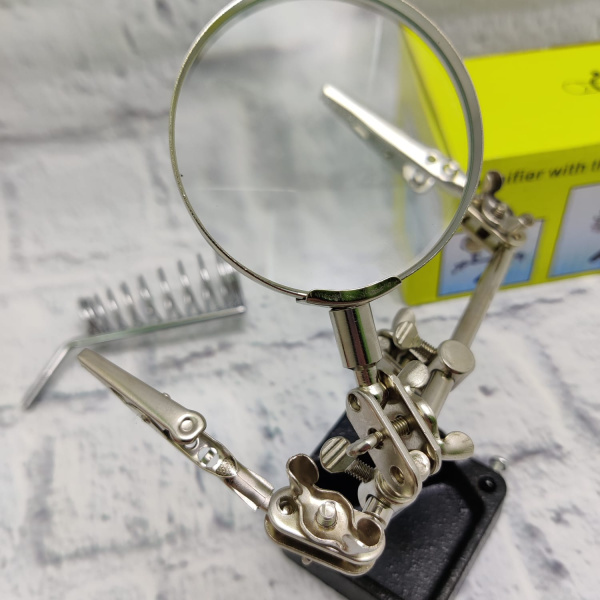 Настольная лупа-лампа для паяния микросхем "Третья рука" 2.5x-60 мм JM1-506