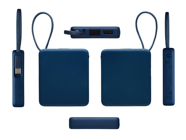 Внешний аккумулятор со встроенным кабелем USB-C «Дэнси», 5000 мАч, Цвет темно-синий