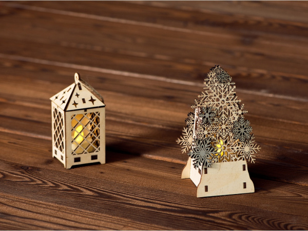 Декоративная фигура «Ель» с электрической свечой, Цвет Натуральный