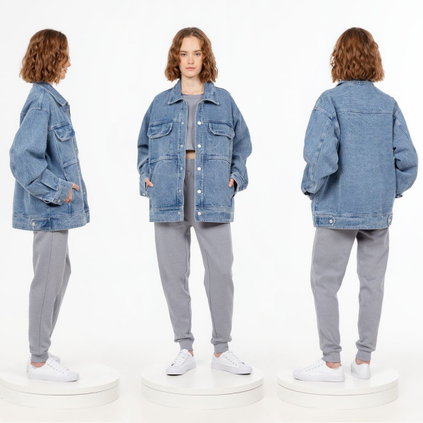 Куртка джинсовая O2, голубая, XS–4XL