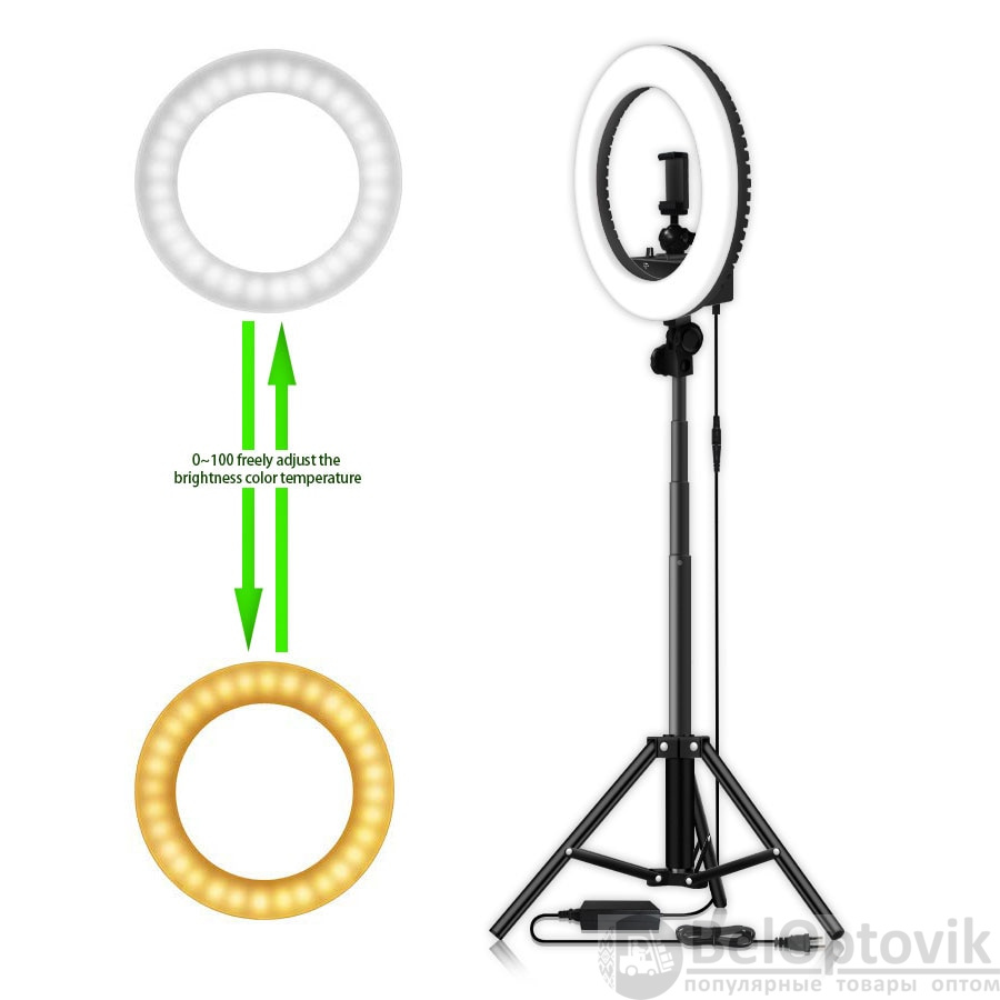 Кольцевая лампа на штативе LED RING 336 светодиодов, d335 мм + сумка (арт:  ak-4976) от 1 ₽ рублей оптом в Москве