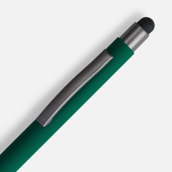 Ручка шариковая Atento Soft Touch со стилусом, зеленая, 14,2х1 см