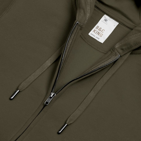 Толстовка на молнии с капюшоном унисекс King, хаки, XS–3XL
