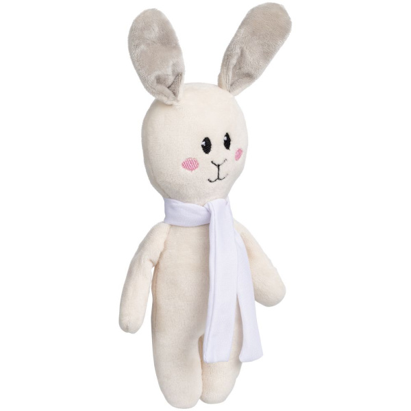 Мягкая игрушка Beastie Toys, заяц с белым шарфом, 27,5х9,5 см
