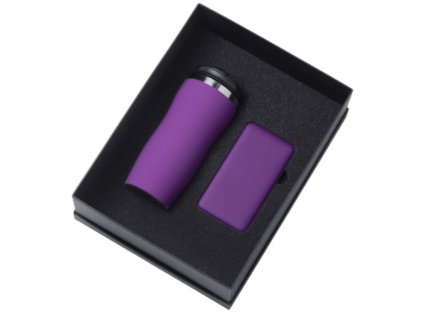 Подарочный набор "COLOR IT" c термокружкой и повербанком, Размер 10000 mAh, Цвет фиолетовый