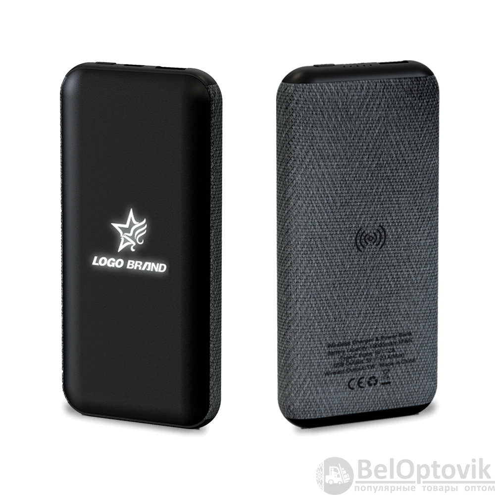 Внешний аккумулятор Stormoway 10000 mAh с беспроводной зарядкой с покрытием из экокожи / Портативное зарядное устройство / Повербанк