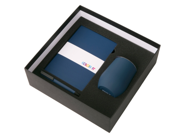 Подарочный набор "COLOR IT" c блокнотом, ручкой и термокружкой, Размер магнитная обложка, Цвет темно-синий