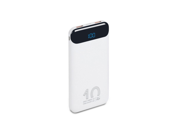 Внешний аккумулятор с дисплеем, 10000 mAh, Цвет белый