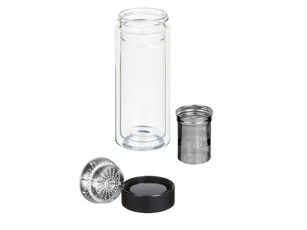 Стеклянная термобутылка «Glassir», 500мл, Цвет черный/прозрачный