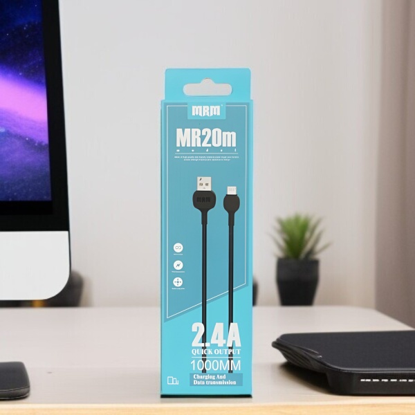 Кабель USB MRM MR20m USB-Micro, длина 1000мм, ток 2.4А, белый / Быстрая зарядка и передача данных