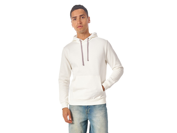 Толстовка "Stream" с капюшоном, унисекс, Размер 2XL, Цвет белый(молочный)/серый