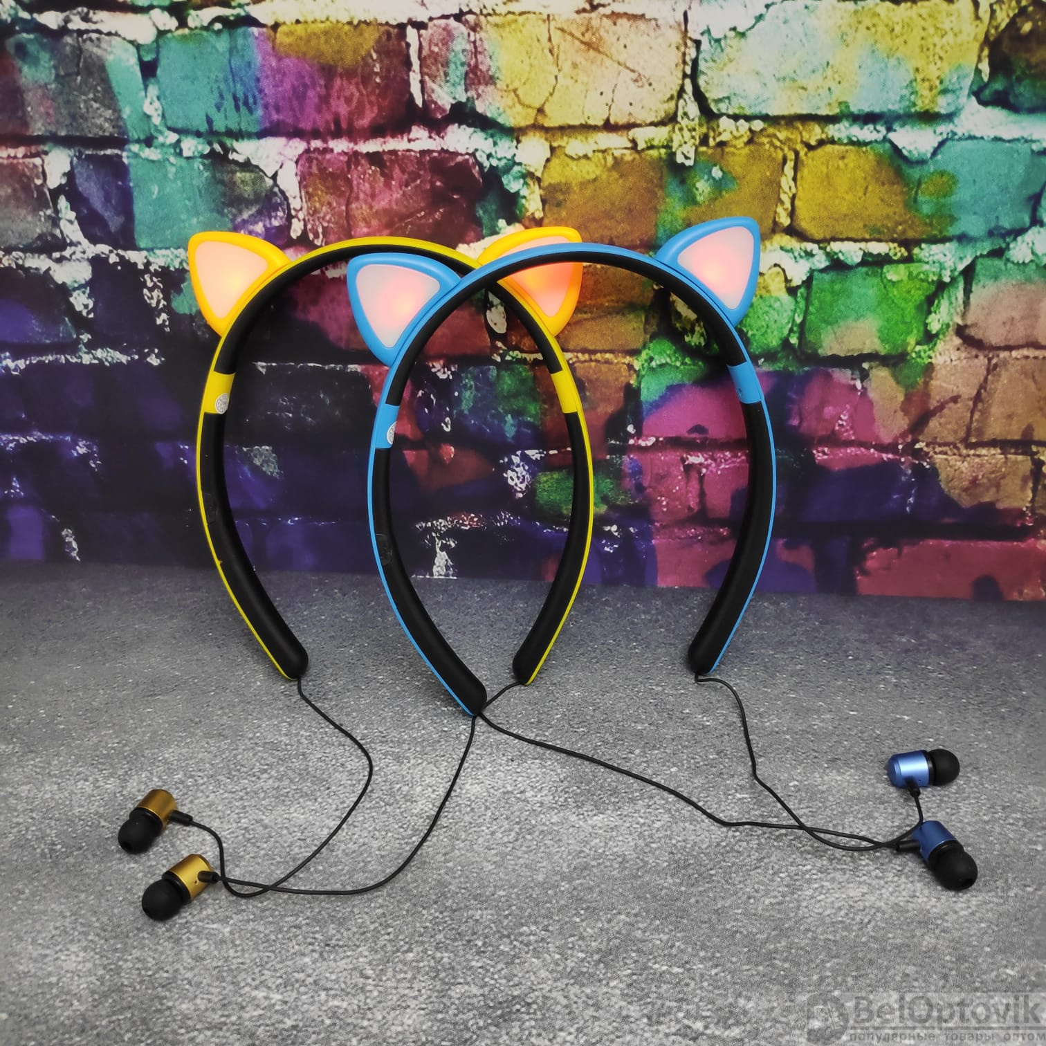 Беспроводные Hifi 5.0 светодиодные наушники «Милые кошачьи ушки» ZW-29 ...