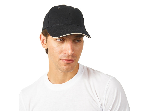 Бейсболка «New Castle», Цвет черный/натуральный