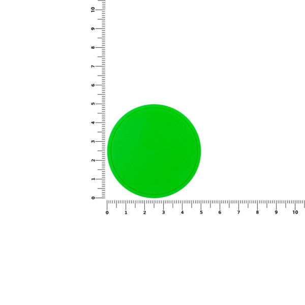 Лейбл из ПВХ Dzeta Round, L, зеленый неон, 5х5,01х0,2 см
