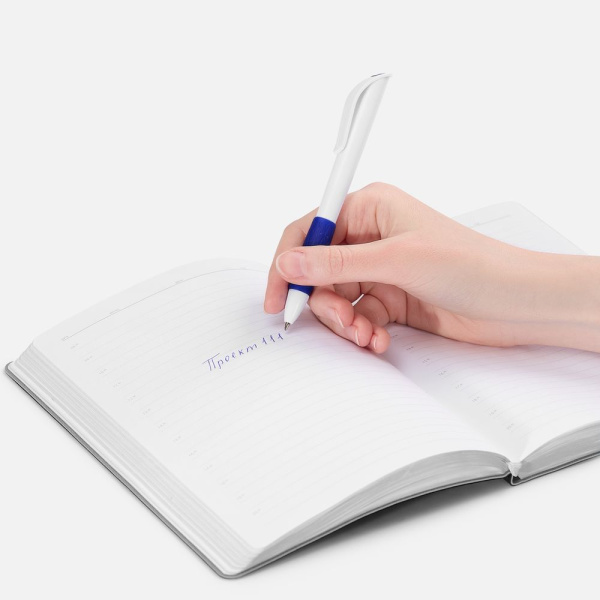 Ручка шариковая Grip, белая (молочная) с синим, 13,2х1,1 см