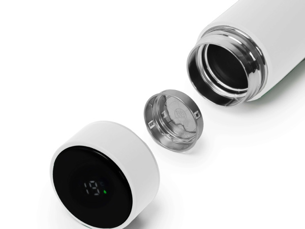 Термос FAMILY MARK LED, индикатор, soft touch, Цвет белый