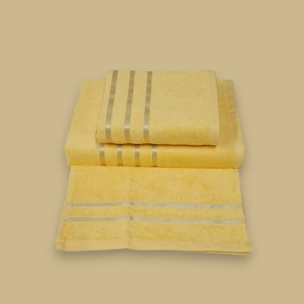 Набор полотенец, 3 размера (70x130, 50x85, 30x50 см), 100% хлопок, высокое качество, плотность 400 г/м², желтый / Яркий акцент для вашего уюта