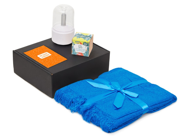 Подарочный набор «Re:y. Grow» с пледом, увлажнителем и набором для выращивания, Цвет синий