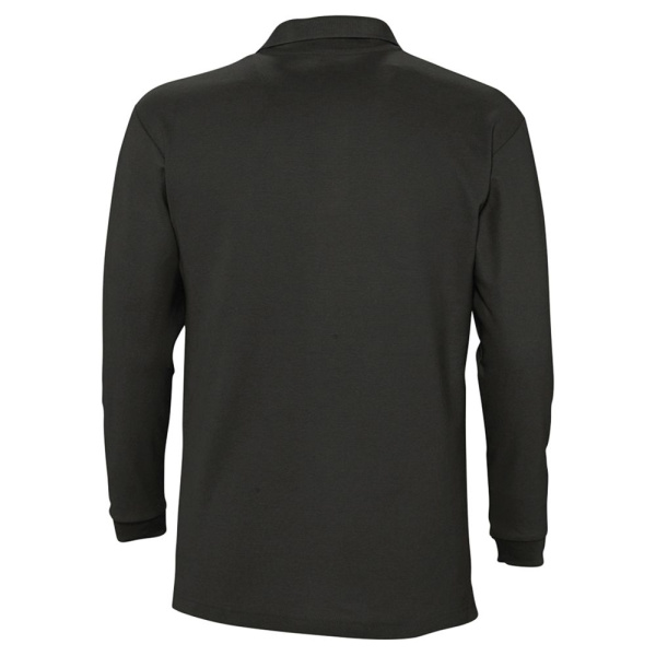 Рубашка поло мужская с длинным рукавом Winter II 210 черная, S–3XL