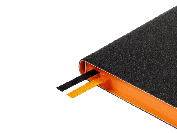 Ежедневник недатированный А5 «Boston», Цвет черный с оранжевым обрезом